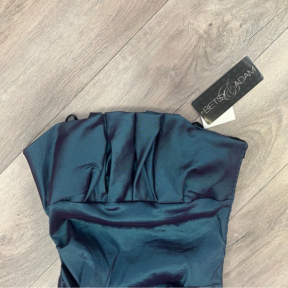 Betsy & Adam Shiny Turquoise Strapless Formal Prom Cocktail Party Dress Size 10 - Picture 7 of 9